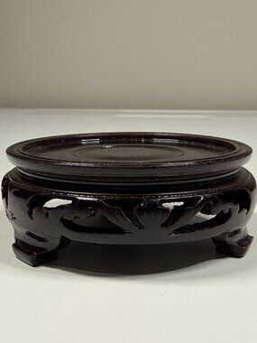 Vintage Oriental Hardwood Display Stand Brown Black #4